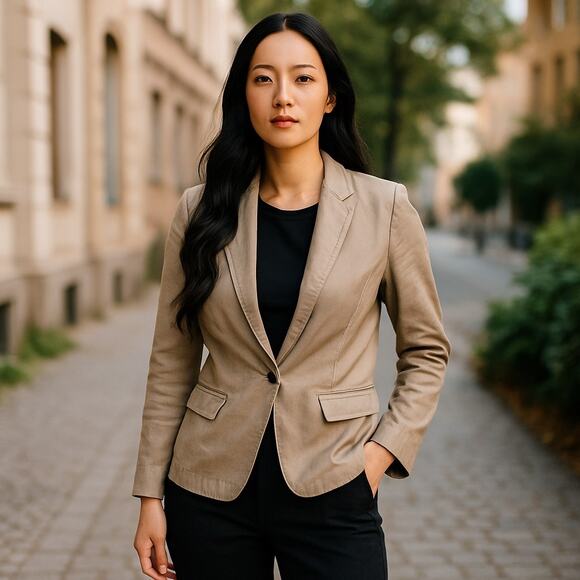 Joie 100% Lamb Leather Blazer Beige Tan Minimalist Neutral Small - Picture 1 of 9